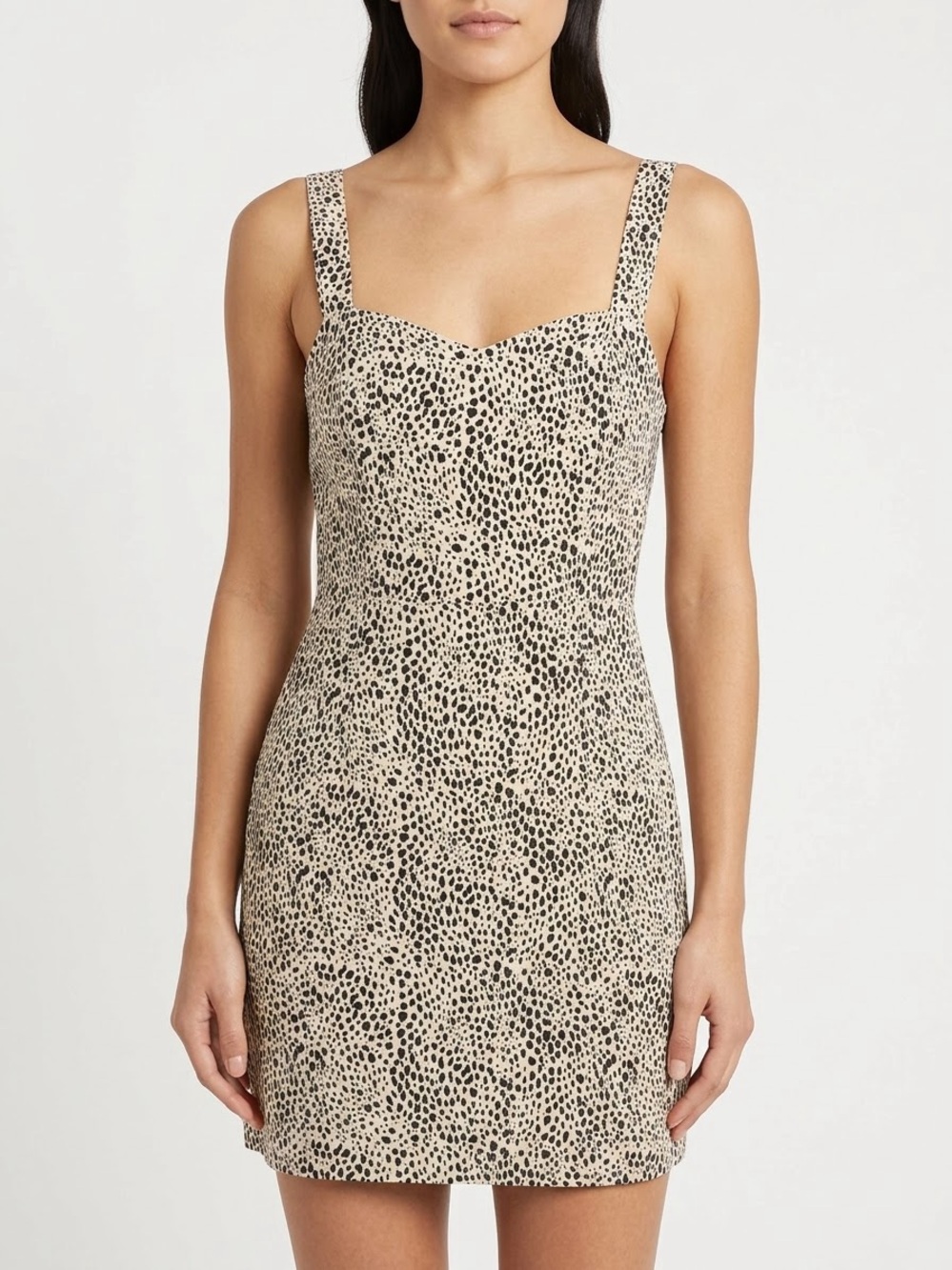 American Eagle Leopard Print Cotton Linen Square Neck Mini Dress M
